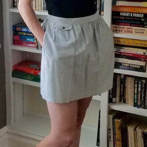 UO Chambray Blue Denim BDG Skater Mini Skirt - Picture 4 of 8